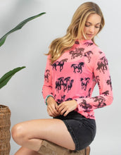 Load image into Gallery viewer, Wild Horses on Hot Pink Mesh Top
