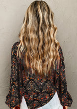 Load image into Gallery viewer, Kinsey Black Strawberry Floral Puff Sleeve Top