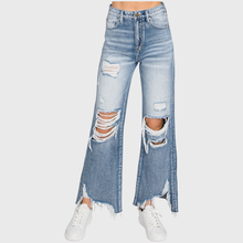 Load image into Gallery viewer, Petra153 - P558VXF-MD DISTRESSED HIGH RISE RIGID VINTAGE CROPPED FLARE