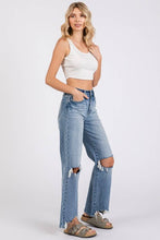 Load image into Gallery viewer, Petra153 - P1371W-MD HIGH RISE STRETCH SLIM WIDE LEG W/ DESTROYED HEM