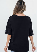 Load image into Gallery viewer, Audrey Black Pearl Beaded Tee