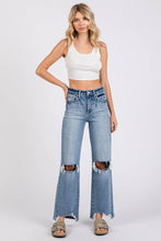 Load image into Gallery viewer, Petra153 - P1371W-MD HIGH RISE STRETCH SLIM WIDE LEG W/ DESTROYED HEM