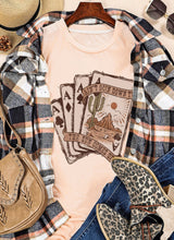 Load image into Gallery viewer, Khaki Western Poker Cards Graphic Tee