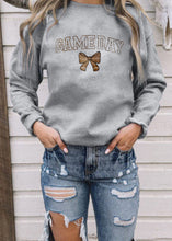 Load image into Gallery viewer, GAME DAY Gray Sweatshirt With Embroidered Letters and Bow