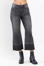 Load image into Gallery viewer, Judy Blue Piper High Waist Dark Gray/Charcoal Wash Cropped Release Hem Wide Leg