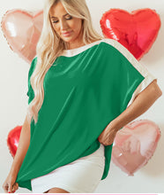 Load image into Gallery viewer, Jaclyn Green With White Trim Loose Fitting Top