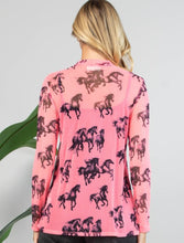 Load image into Gallery viewer, Wild Horses on Hot Pink Mesh Top
