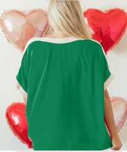Load image into Gallery viewer, Jaclyn Green With White Trim Loose Fitting Top