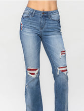 Load image into Gallery viewer, Judy Blue Reba Bootcut Red Plaid Patches