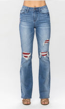Load image into Gallery viewer, Judy Blue Reba Bootcut Red Plaid Patches