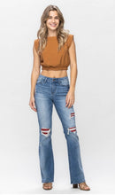 Load image into Gallery viewer, Judy Blue Reba Bootcut Red Plaid Patches