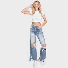 Load image into Gallery viewer, Petra153 - P558VXF-MD DISTRESSED HIGH RISE RIGID VINTAGE CROPPED FLARE