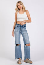 Load image into Gallery viewer, Petra153 - P1371W-MD HIGH RISE STRETCH SLIM WIDE LEG W/ DESTROYED HEM