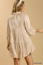 Load image into Gallery viewer, UMGEE Vega Sand Satin 3/4 Sleeve Button Down Top