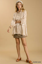 Load image into Gallery viewer, UMGEE Vega Sand Satin 3/4 Sleeve Button Down Top