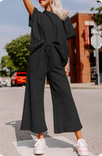 Load image into Gallery viewer, Lindy Black or Brown Textured Two-Piece Loose Fit Tee &amp; Cropped Pants
