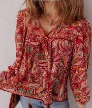 Load image into Gallery viewer, Carol Paisley Print Tassel Tie Top
