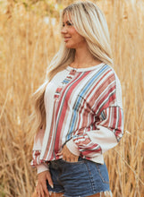 Load image into Gallery viewer, Linnea Beige Striped Waffle Knit Top

