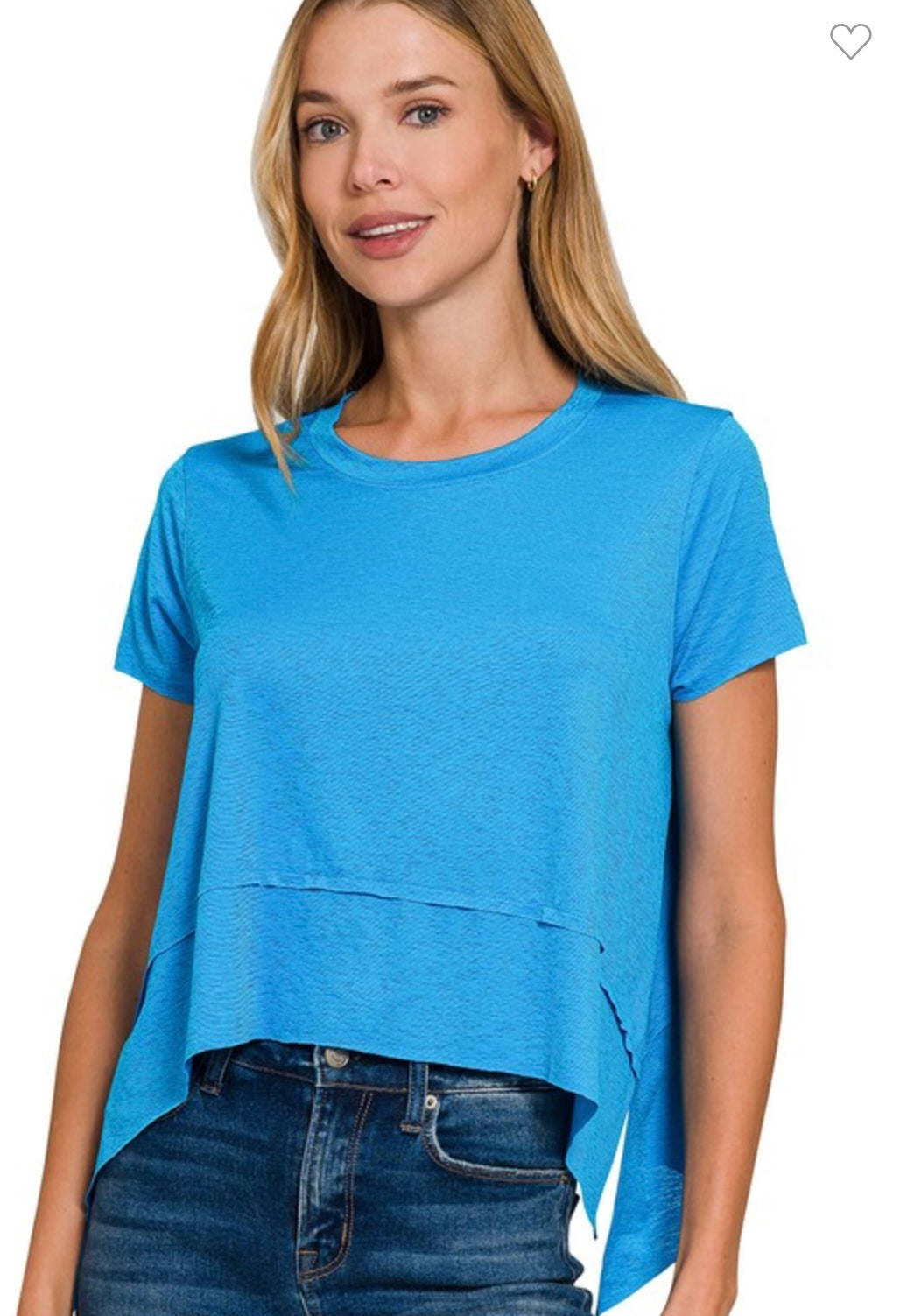 Cary Shark Bite Side Slit Short Sleeved Top