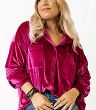 Load image into Gallery viewer, Jillian Fuchsia Button Down Velour Top
