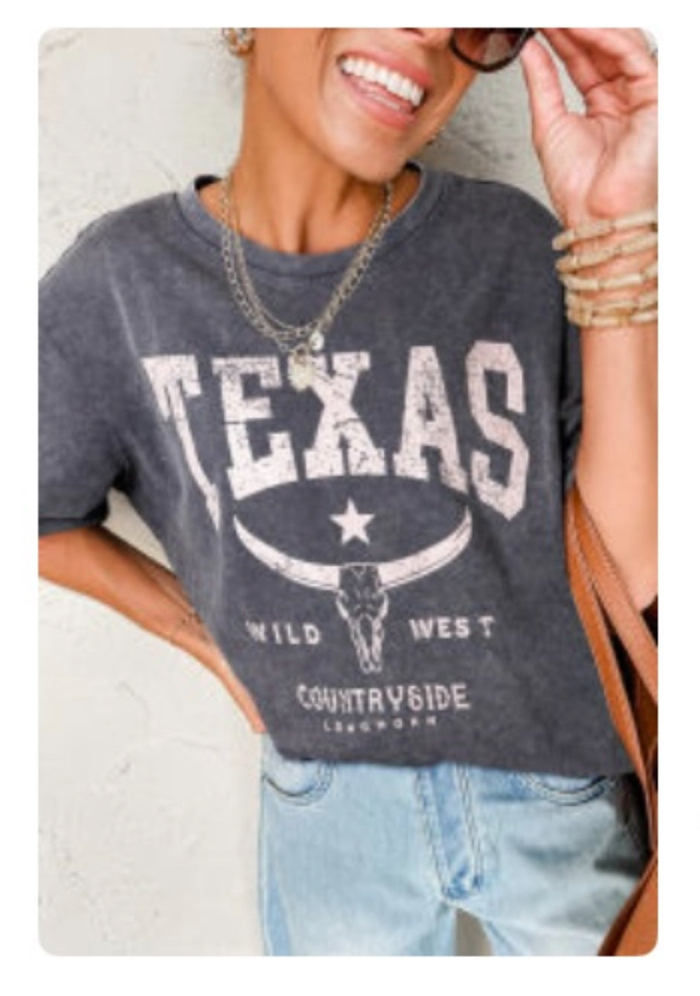 Texas Wild West Longhorn Skull Graphic Tee