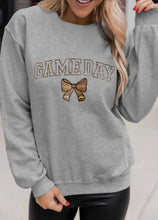 Load image into Gallery viewer, GAME DAY Gray Sweatshirt With Embroidered Letters and Bow

