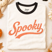 Load image into Gallery viewer, Johnny Threads - Spooky Halloween Graphic Ringer Tee

