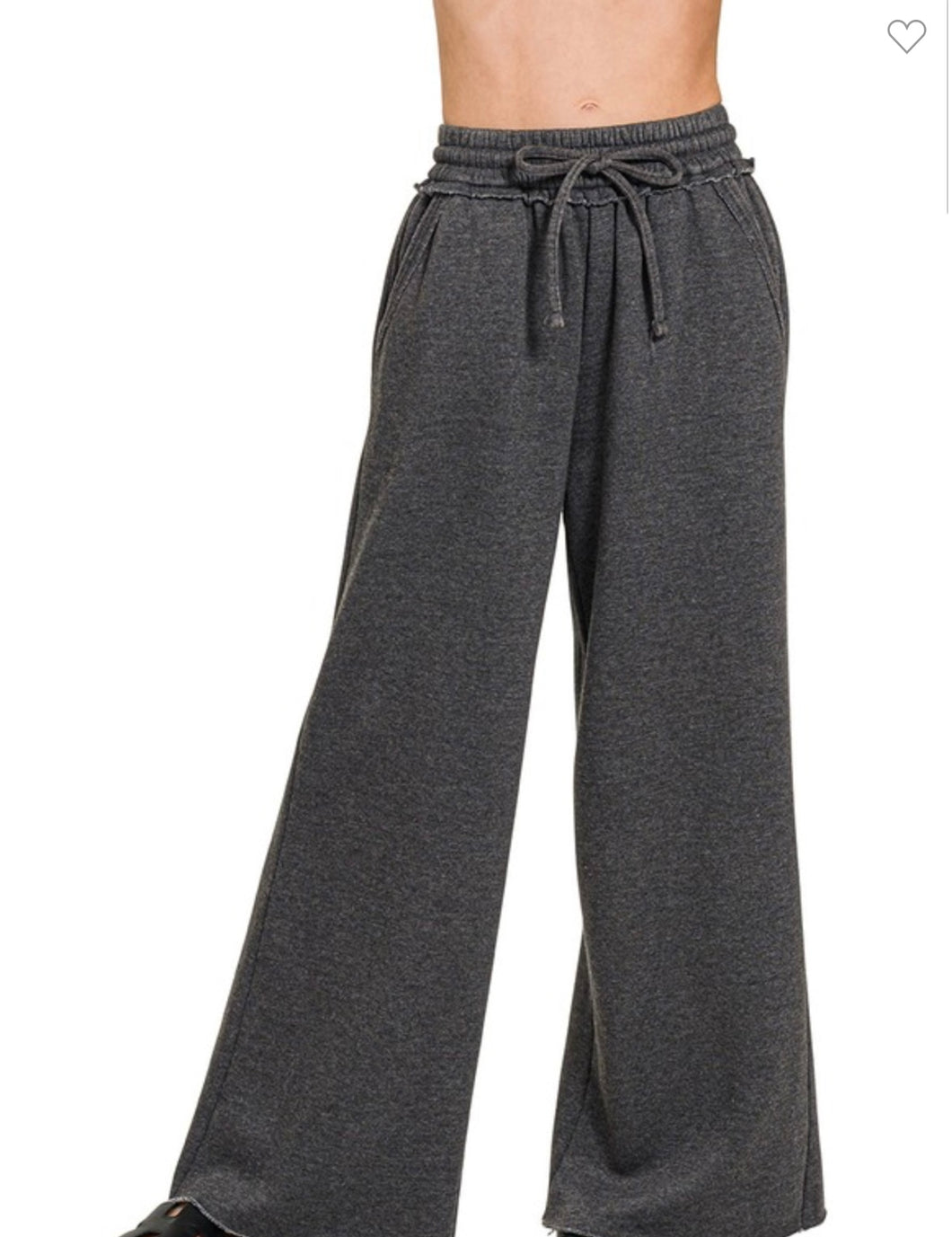 Acid Wash Fleece Palazzo Sweatpants With Pockets ￼