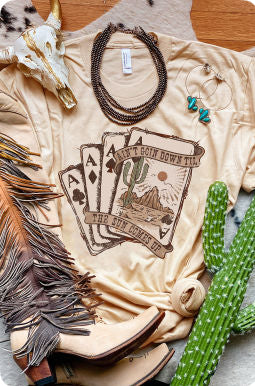 Khaki Western Poker Cards Graphic Tee