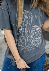 Rodeo Boots and Roses Graphic Tee