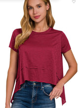 Load image into Gallery viewer, Cary Shark Bite Side Slit Short Sleeved Top
