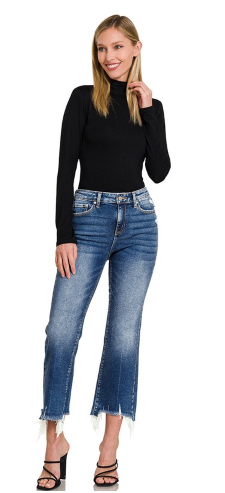 Chrissy Zenana Crop Flare Denim Pants