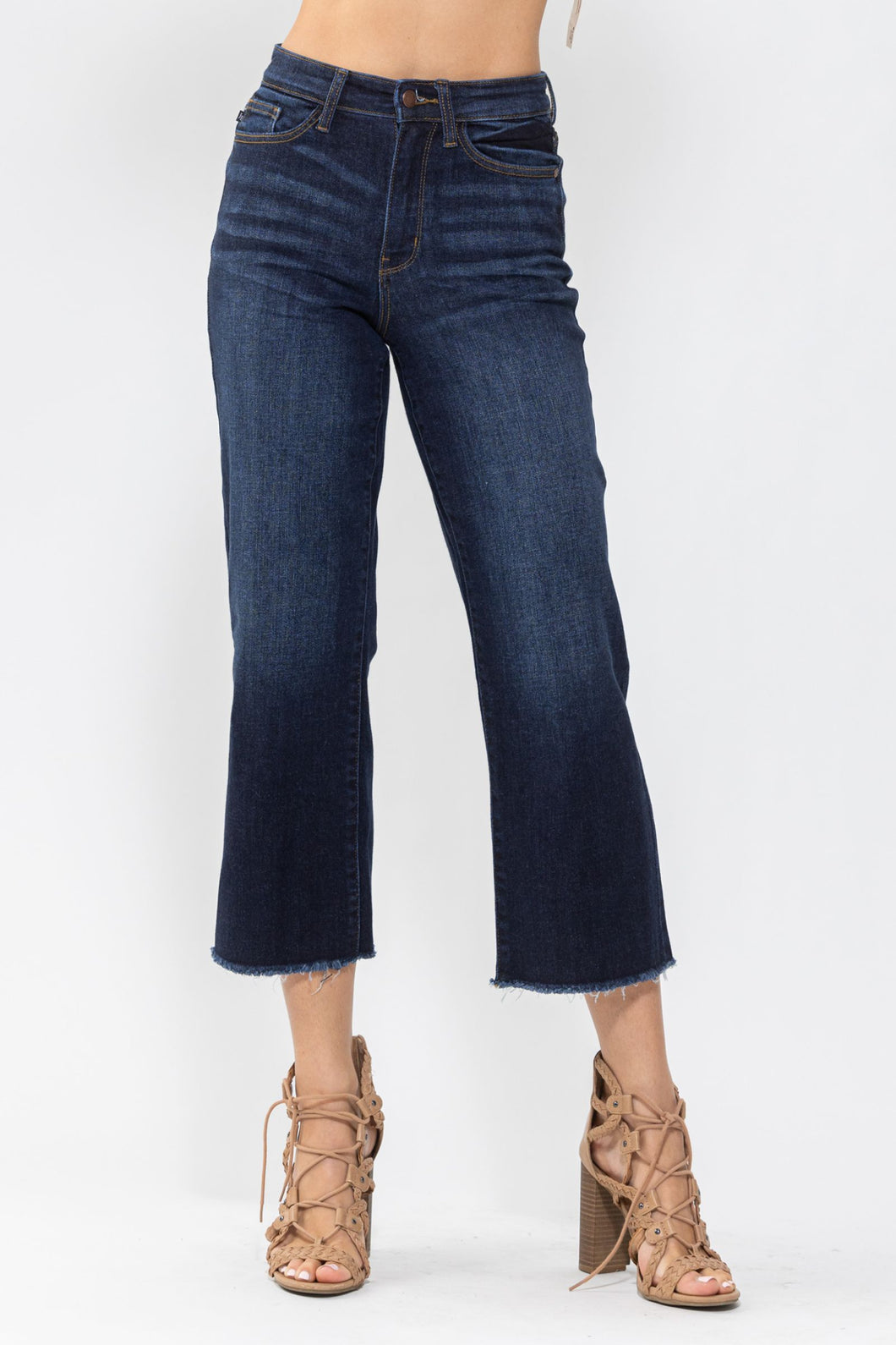 Judy Blue Ava High Waist Dark Wash Cropped Wide Leg