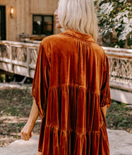 Load image into Gallery viewer, Tinsley Too Copper Velour 3/4 Sleeve Button Down Top
