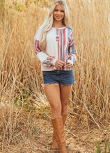Load image into Gallery viewer, Linnea Beige Striped Waffle Knit Top
