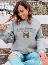 Load image into Gallery viewer, GAME DAY Gray Sweatshirt With Embroidered Letters and Bow
