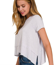 Load image into Gallery viewer, Cary Shark Bite Side Slit Short Sleeved Top

