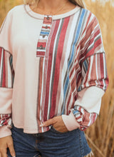 Load image into Gallery viewer, Linnea Beige Striped Waffle Knit Top
