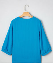 Load image into Gallery viewer, Sharla Sky Blue Frilly V Neck Top
