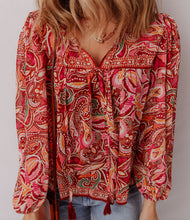 Load image into Gallery viewer, Carol Paisley Print Tassel Tie Top
