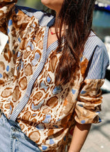 Load image into Gallery viewer, Farrah Light French Beige Leopard StripedPrint Top
