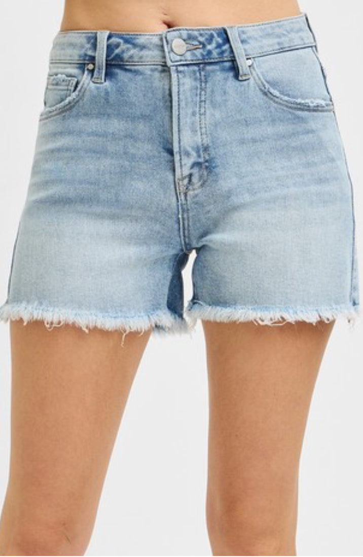 Risen Mandy Light Wash Shorts With Tummy Control!