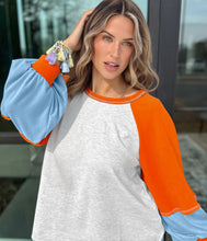 Load image into Gallery viewer, Lucy Light Grey Color Block Loose Fit Top
