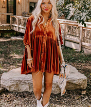 Load image into Gallery viewer, Tinsley Too Copper Velour 3/4 Sleeve Button Down Top
