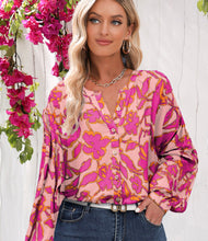 Load image into Gallery viewer, Patty Pink Floral Batwing Top
