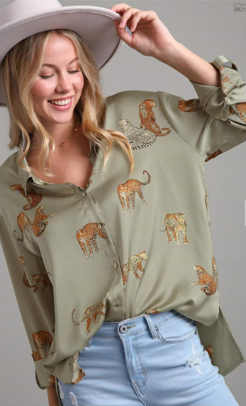 Dottie Olive Leopard Top