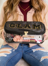 Load image into Gallery viewer, Large GLAM Cosmetic Bag with Clear Sides
