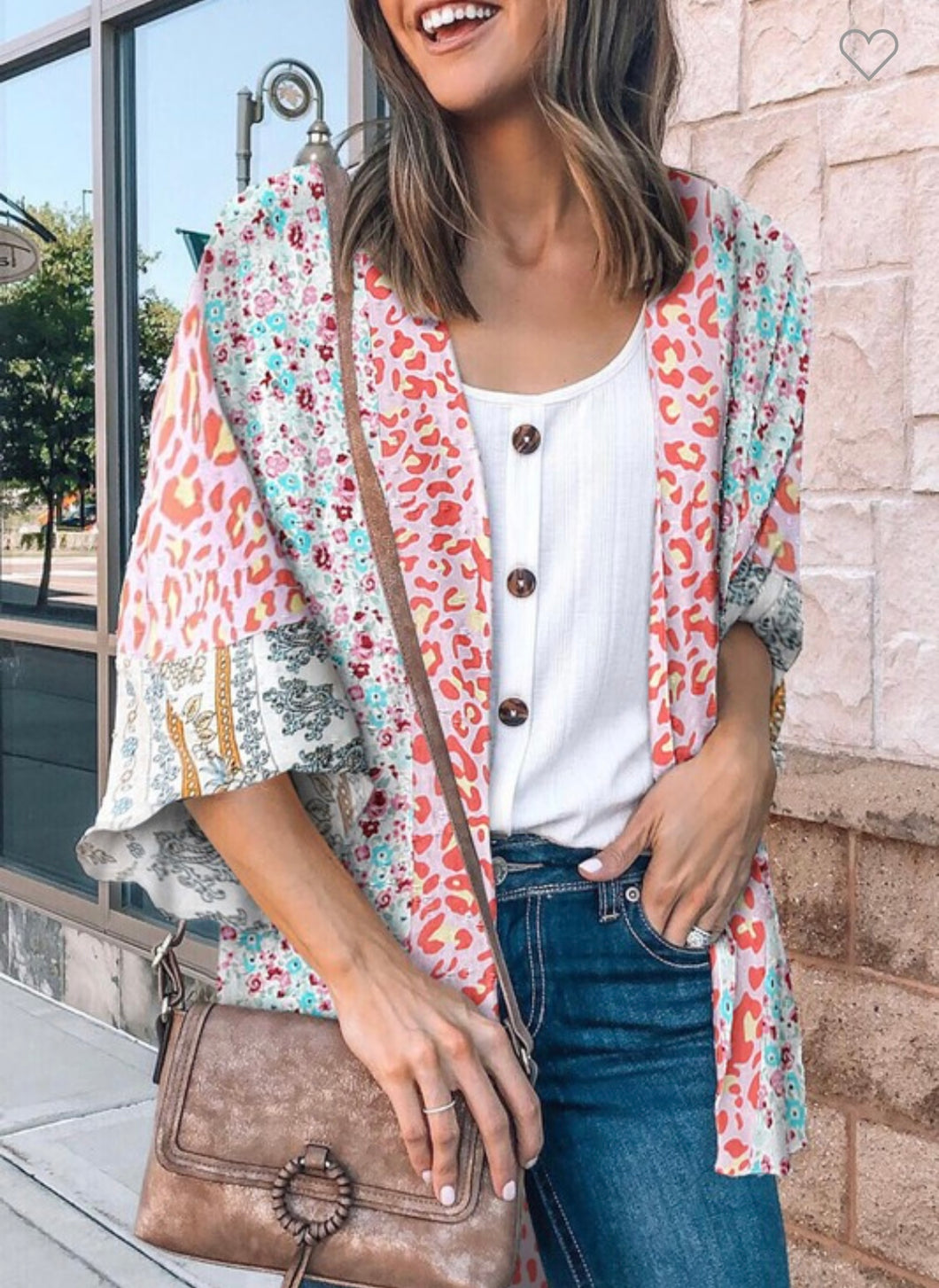 Shopper Kimono Multi Color with Bell Sleeves Top