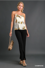 Load image into Gallery viewer, UMGEE Darla Champagne Satin Leopard Cowl Neck Cami Top
