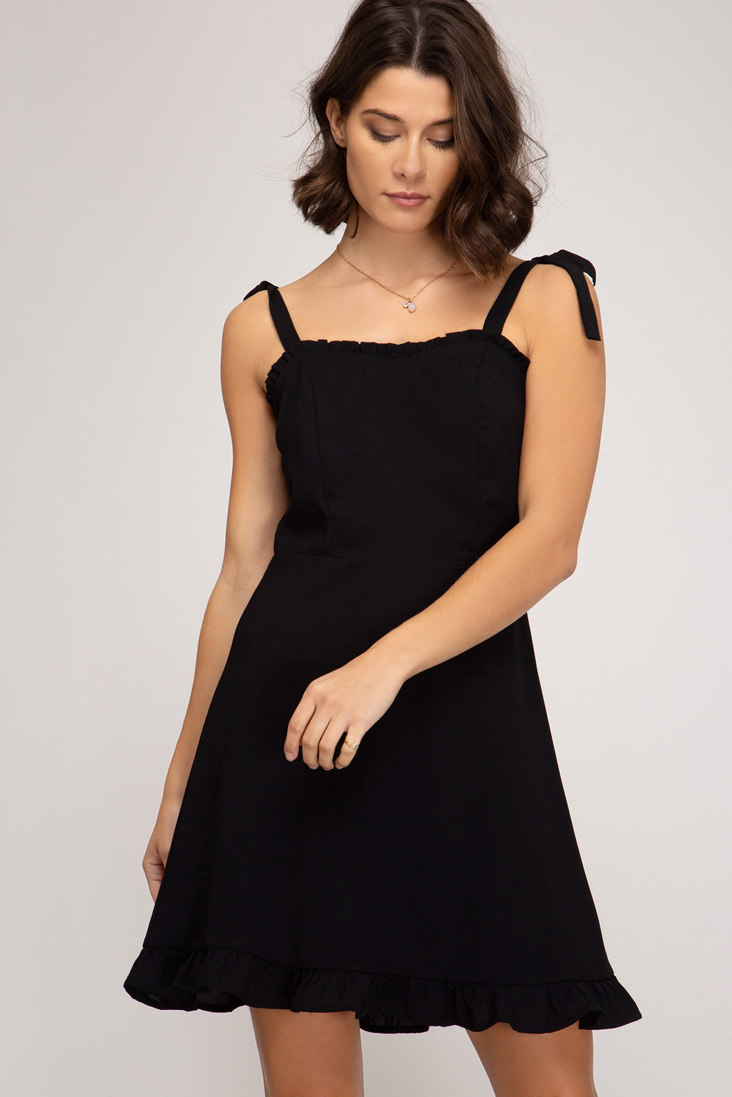 Carly Black Ruffle Dress